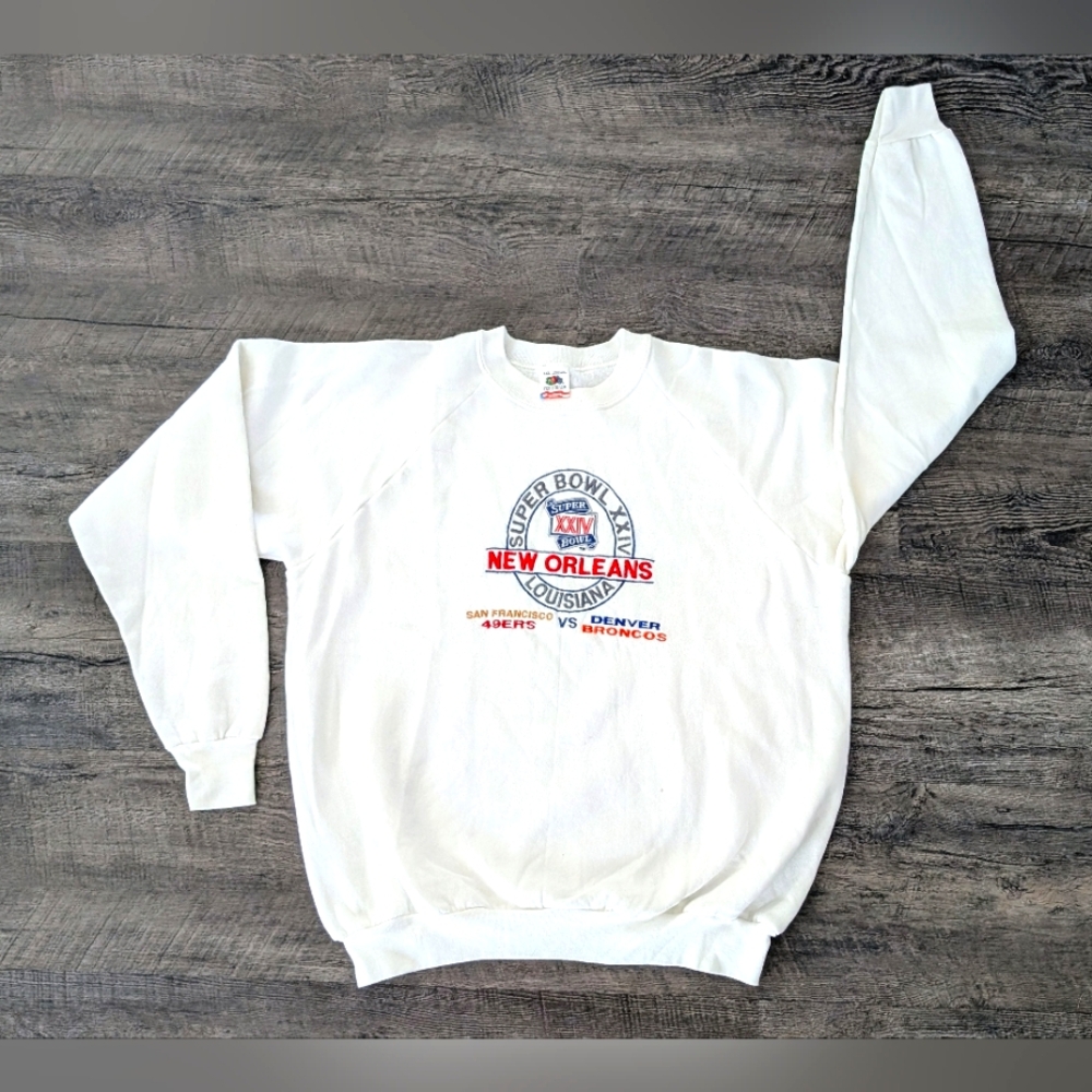Super Bowl XXIV New Orleans Vintage Crewneck Sweatshirt 1990 49ers Men's XXL NFL